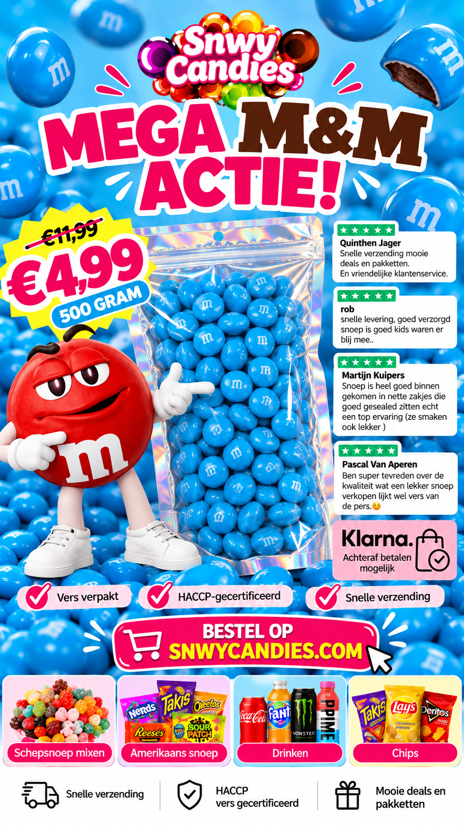M&Ms Blauw Halve Kilo *MEGA ACTIE*