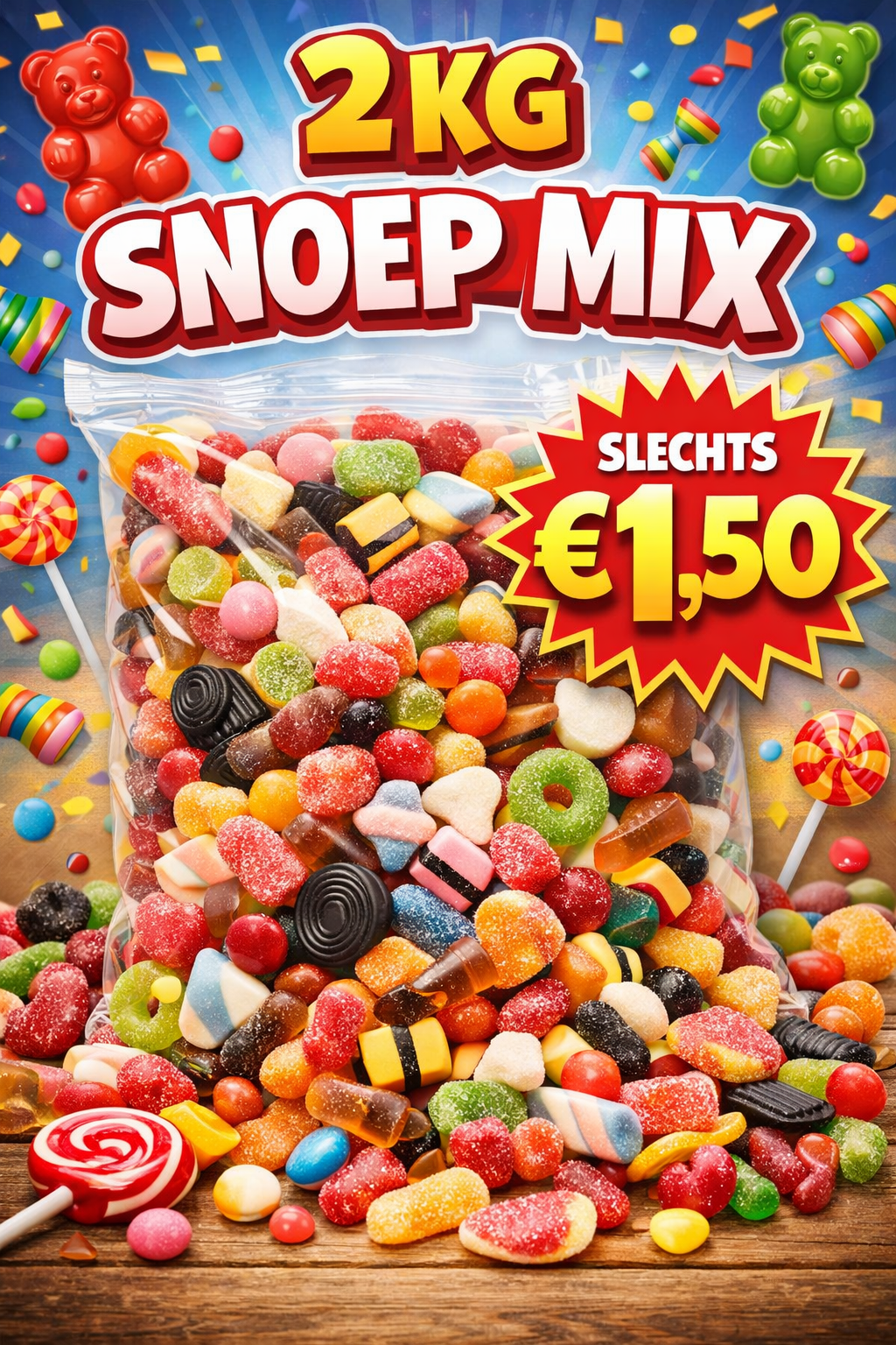 2 KILO SNOEP €1,50